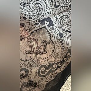MaxMara Black and Cream Paisley Silk Scarf